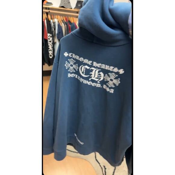 Men's Chrome Hearts Blue Embroidered Zip Front Hoodie Size XXL - Picture 6 of 14